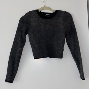 Express black white design cropped sweater